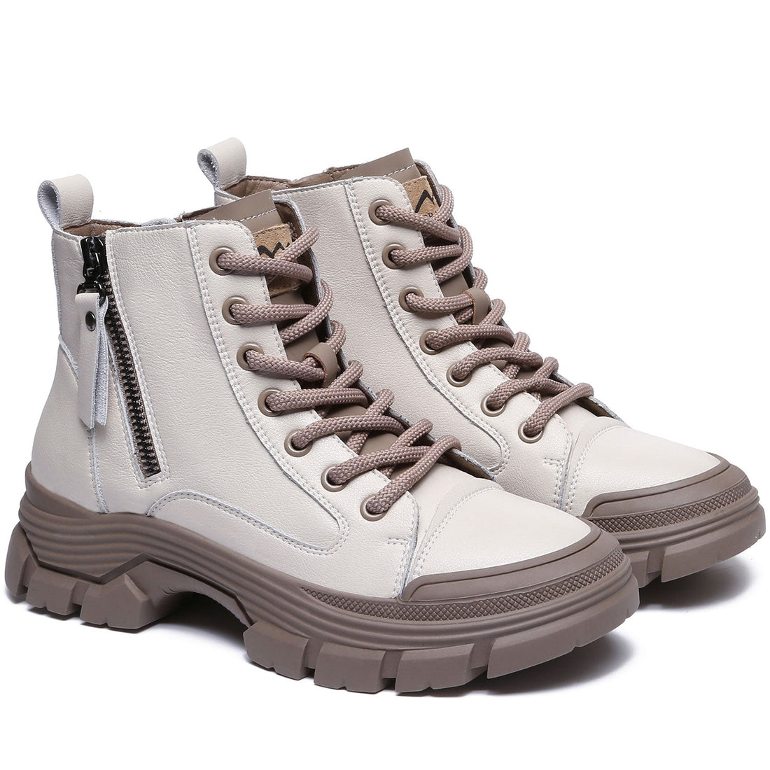 TARRAMARRA Lace-up and Zipper Chunky Leather Boots Women Cow Suede Boots Lorrine-Boots-PEROZ Accessories