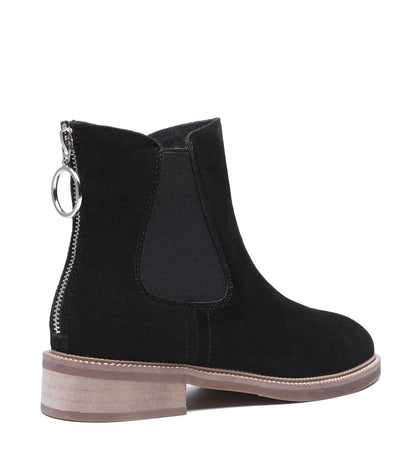 TARRAMARRA Black Leather Zipper Ankle Boots Daisy-Boots-PEROZ Accessories