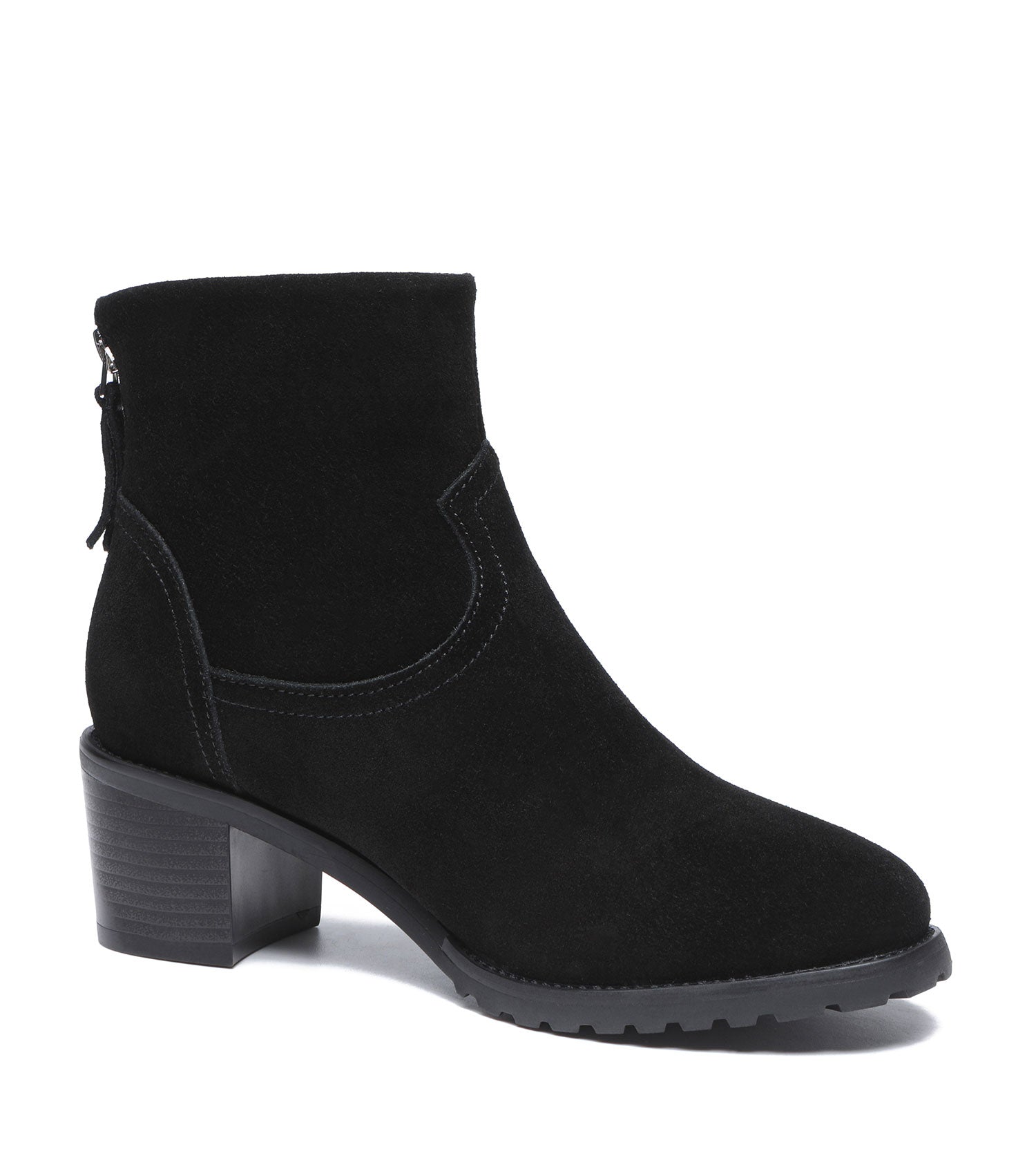 TARRAMARRA Black Leather Zipper Ankle Heel Boots Women Galena-Boots-PEROZ Accessories