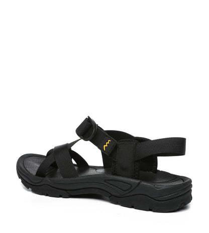 TARRAMARRA Strappy Flat Black Sandals Women Lucianna With Toe Loop-Sandals-PEROZ Accessories