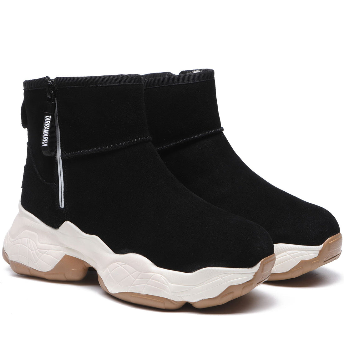 TARRAMARRA Zipper Ankle Boots Sheepskin Wool Cow Suede Women Fronia-Boots-PEROZ Accessories