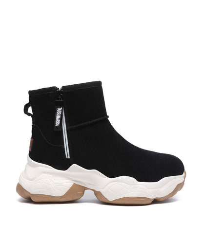 TARRAMARRA Zipper Ankle Boots Sheepskin Wool Cow Suede Women Fronia-Boots-PEROZ Accessories