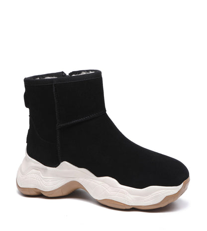 TARRAMARRA Zipper Ankle Boots Sheepskin Wool Cow Suede Women Fronia-Boots-PEROZ Accessories