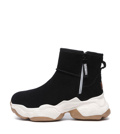 TARRAMARRA Zipper Ankle Boots Sheepskin Wool Cow Suede Women Fronia-Boots-PEROZ Accessories