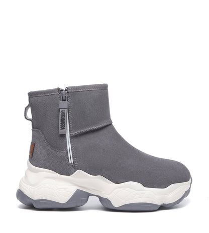 TARRAMARRA Zipper Ankle Boots Sheepskin Wool Cow Suede Women Fronia-Boots-PEROZ Accessories