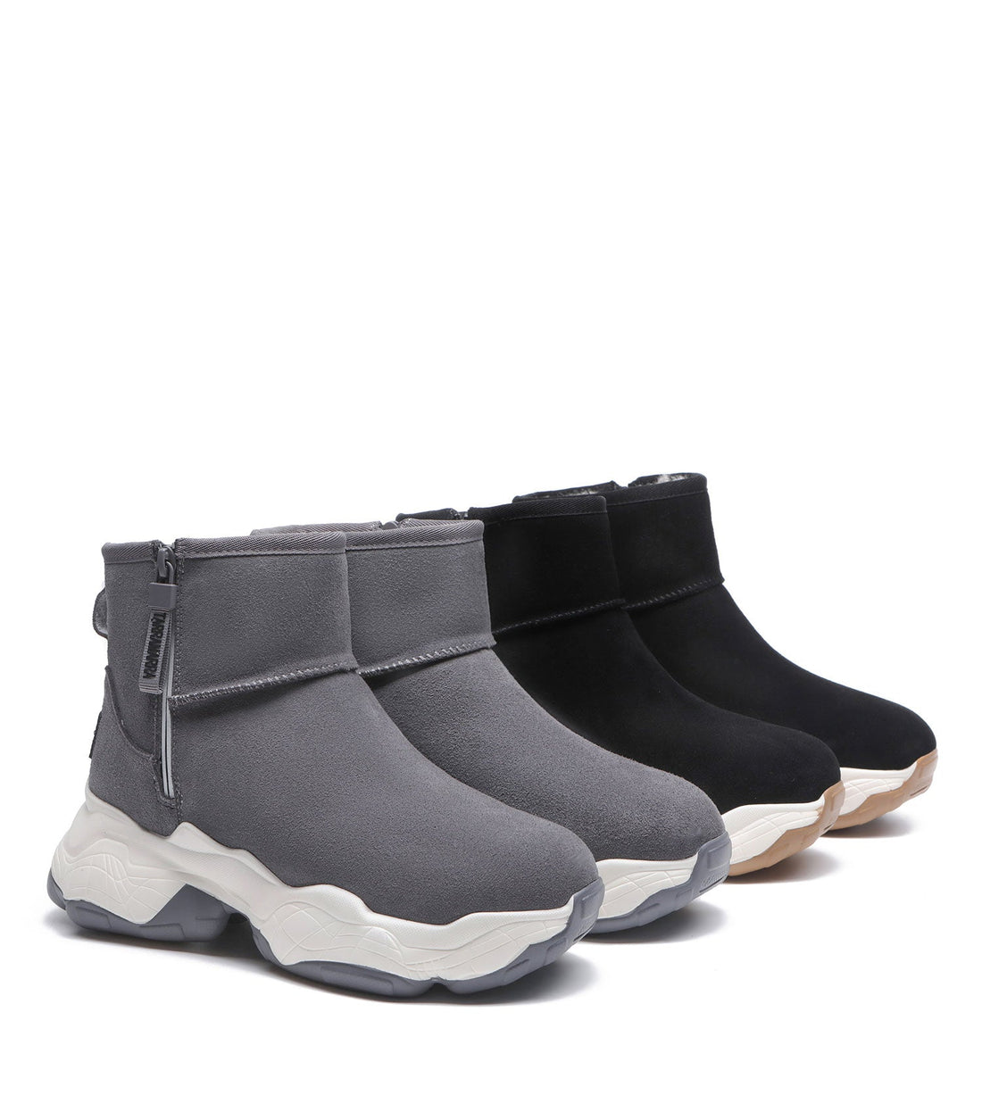 TARRAMARRA Zipper Ankle Boots Sheepskin Wool Cow Suede Women Fronia-Boots-PEROZ Accessories