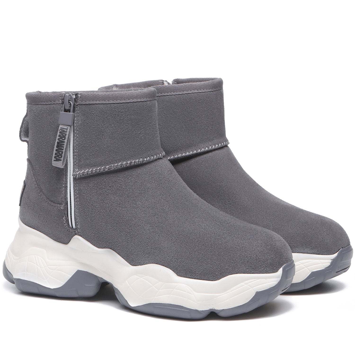 TARRAMARRA Zipper Ankle Boots Sheepskin Wool Cow Suede Women Fronia-Boots-PEROZ Accessories