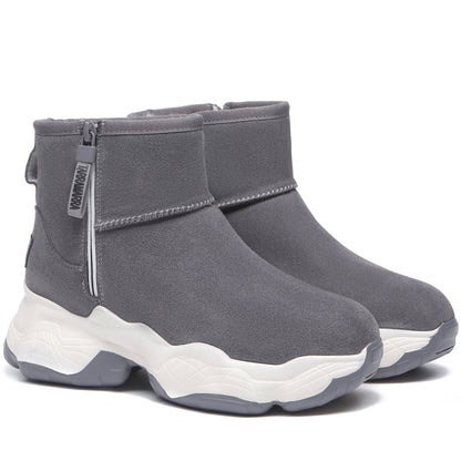 TARRAMARRA Zipper Ankle Boots Sheepskin Wool Cow Suede Women Fronia-Boots-PEROZ Accessories
