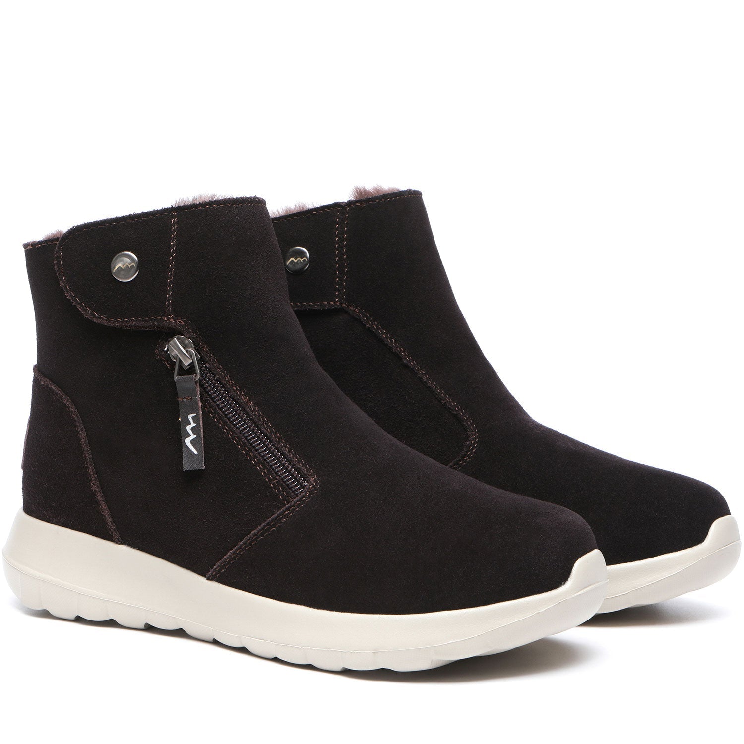 TARRAMARRA Leather Button Zipper Ankle Boots Women Tyria-Boots-PEROZ Accessories
