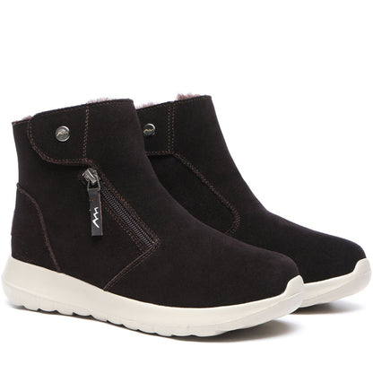 TARRAMARRA Leather Button Zipper Ankle Boots Women Tyria-Boots-PEROZ Accessories