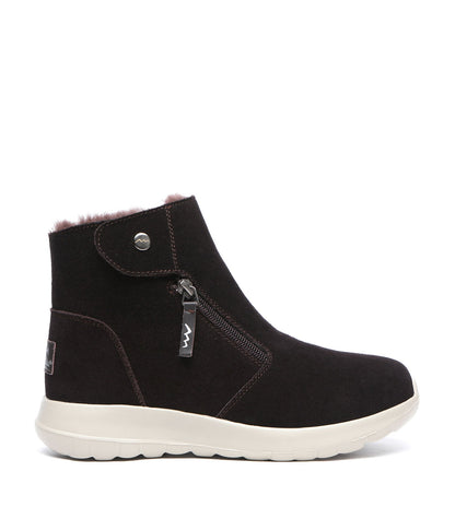 TARRAMARRA Leather Button Zipper Ankle Boots Women Tyria-Boots-PEROZ Accessories