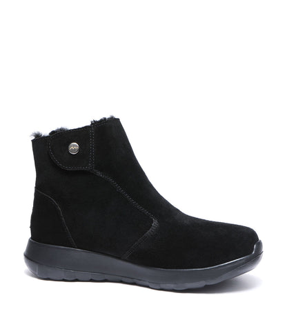 TARRAMARRA Leather Button Zipper Ankle Boots Women Tyria-Boots-PEROZ Accessories
