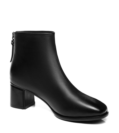 TARRAMARRA Romina Women Black Leather Ankle Boots-Boots-PEROZ Accessories