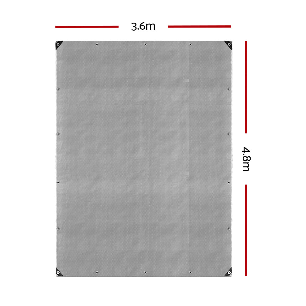 Instahut 3.6x4.8m Tarp Camping Tarps Poly Tarpaulin Heavy Duty Cover 180gsm Silver-Outdoor &gt; Camping-PEROZ Accessories