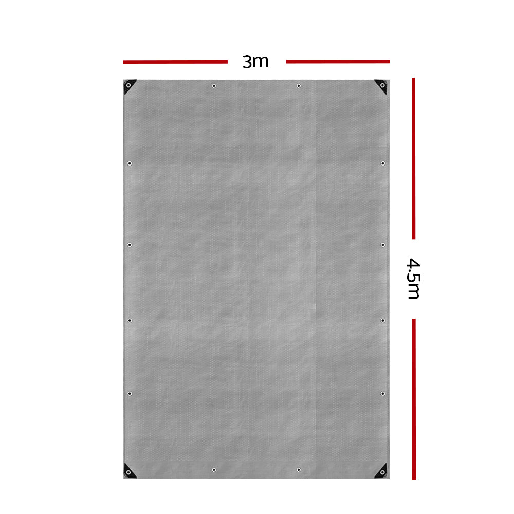 Instahut 3x4.5m Tarp Camping Tarps Poly Tarpaulin Heavy Duty Cover 180gsm Silver-Outdoor &gt; Camping-PEROZ Accessories