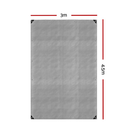 Instahut 3x4.5m Tarp Camping Tarps Poly Tarpaulin Heavy Duty Cover 180gsm Silver-Outdoor &gt; Camping-PEROZ Accessories