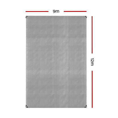 Instahut 9x12m Tarp Camping Tarps Poly Tarpaulin Heavy Duty Cover 180gsm Silver-Outdoor &gt; Camping-PEROZ Accessories