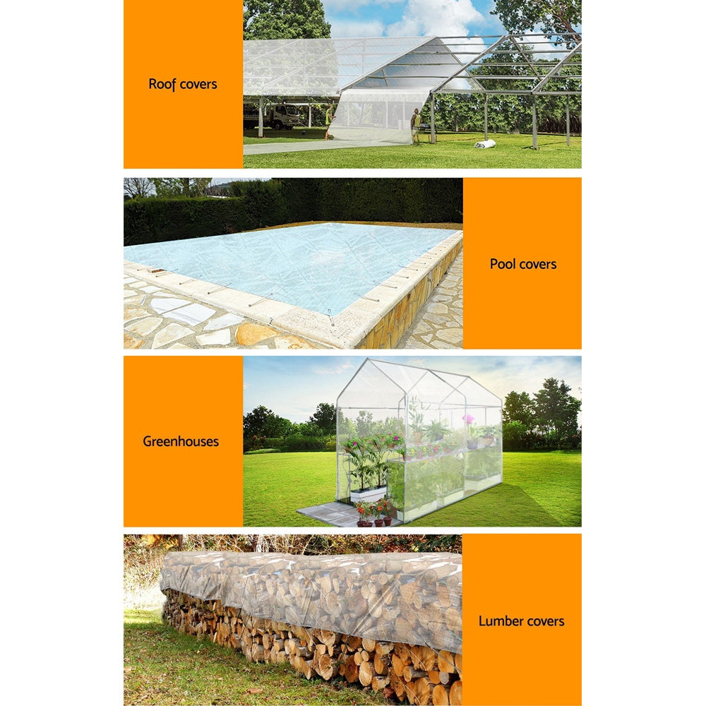 Instahut 4x7m Tarp Camping Tarps Poly Tarpaulin Heavy Duty Cover 135gsm Clear-Home &amp; Garden &gt; Green Houses-PEROZ Accessories