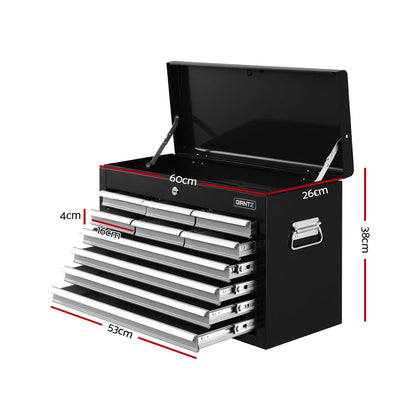 Giantz 10-Drawer Tool Box Chest Cabinet Garage Storage Toolbox Black Silver-Tools &gt; Tools Storage-PEROZ Accessories