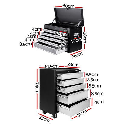 Giantz 14 Drawers Toolbox Chest Cabinet Mechanic Trolley Garage Tool Storage Box-Tools &gt; Tools Storage-PEROZ Accessories