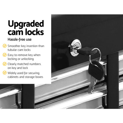 Giantz 17 Drawers Tool Box Trolley Chest Cabinet Cart Garage Mechanic Toolbox Black and Grey-Tools &gt; Tools Storage-PEROZ Accessories