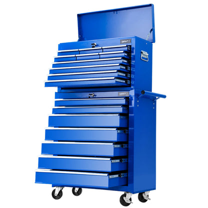 Giantz 17 Drawers Tool Box Trolley Chest Cabinet Cart Garage Mechanic Toolbox Blue-Tools &gt; Tools Storage-PEROZ Accessories