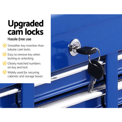 Giantz 17 Drawers Tool Box Trolley Chest Cabinet Cart Garage Mechanic Toolbox Blue-Tools &gt; Tools Storage-PEROZ Accessories