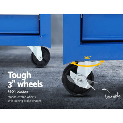 Giantz 17 Drawers Tool Box Trolley Chest Cabinet Cart Garage Mechanic Toolbox Blue-Tools &gt; Tools Storage-PEROZ Accessories