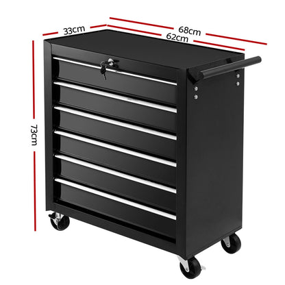 Giantz Tool Box Trolley Chest Cabinet 6 Drawers Cart Garage Toolbox Set Black-Tools &gt; Tools Storage-PEROZ Accessories