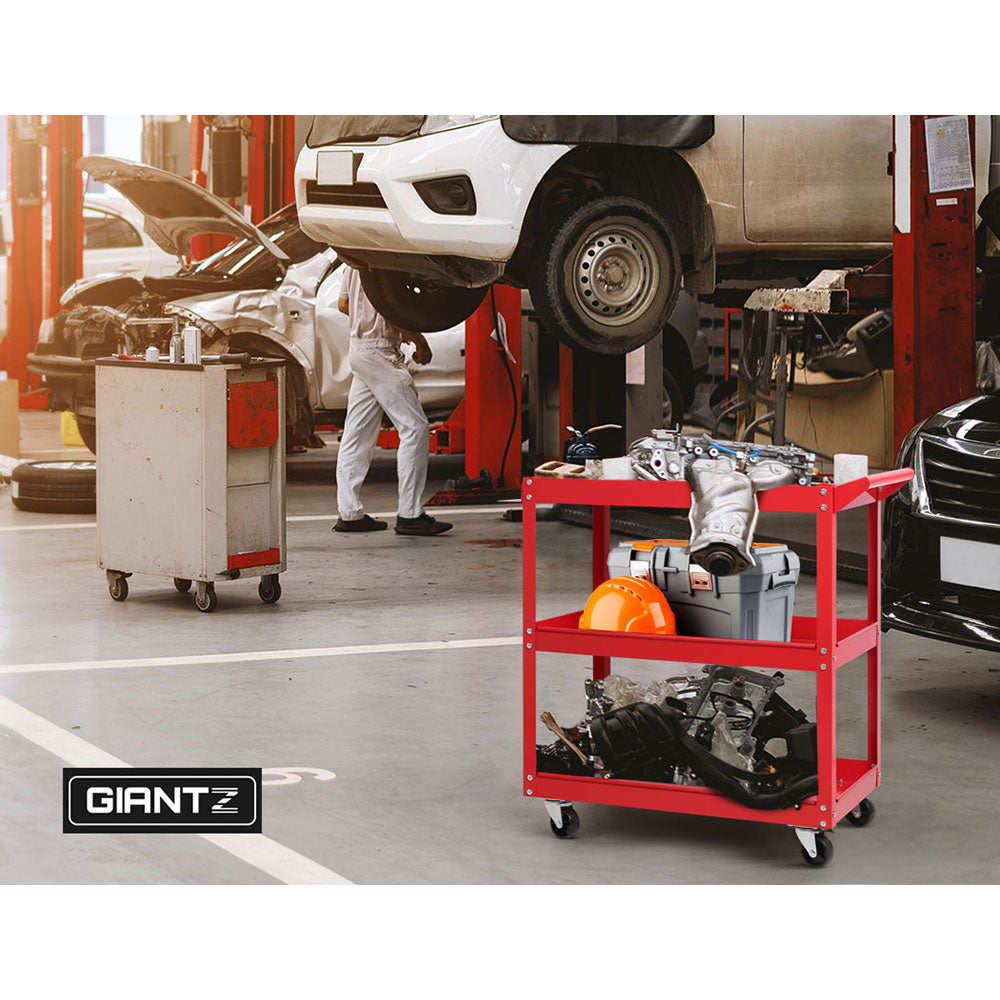 Giantz Tool Cart 3 Tier Parts Steel Trolley Mechanic Storage Organizer Red-Tools &gt; Tools Storage-PEROZ Accessories