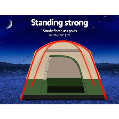 Weisshorn Family Camping Tent 4 Person Hiking Beach Tents Green-Outdoor &gt; Camping-PEROZ Accessories