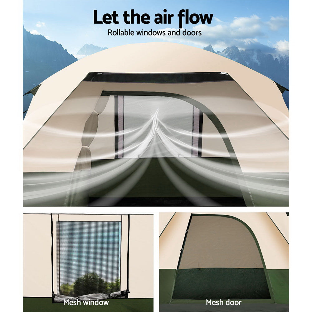 Weisshorn Family Camping Tent 4 Person Hiking Beach Tents Green-Outdoor &gt; Camping-PEROZ Accessories