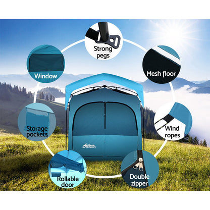 Weisshorn Pop Up Camping Shower Tent Portable Toilet Outdoor Change Room Blue-Outdoor &gt; Camping-PEROZ Accessories