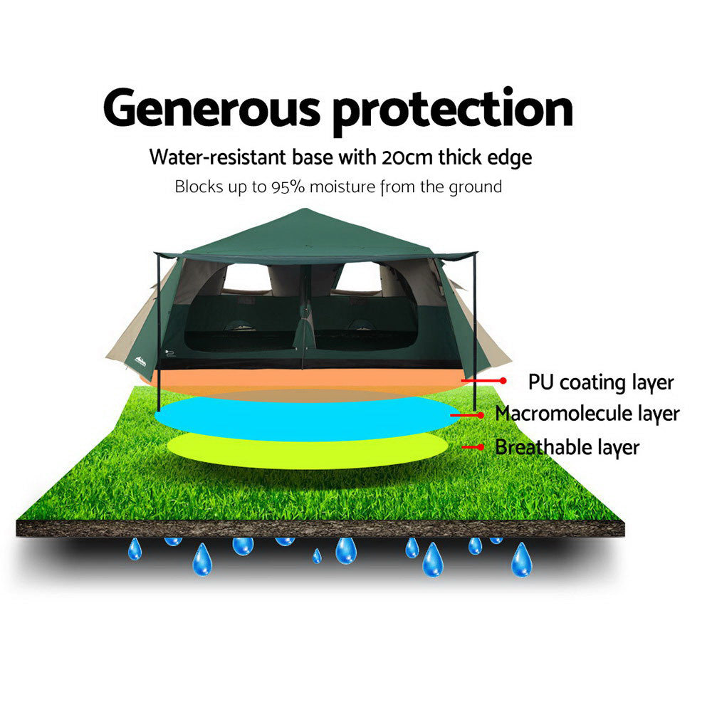 Weisshorn Instant Up Camping Tent 8 Person Pop up Tents Family Hiking Dome Camp-Outdoor &gt; Camping-PEROZ Accessories