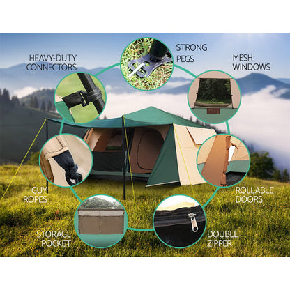 Weisshorn Instant Up Camping Tent 8 Person Pop up Tents Family Hiking Dome Camp-Outdoor &gt; Camping-PEROZ Accessories