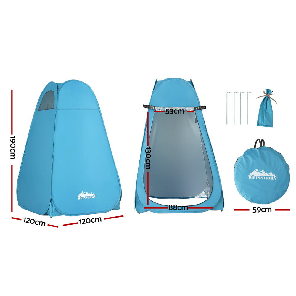 Weisshorn Pop-up Shower Tent Camping Outdoor Toilet Privacy Change Room Blue-Outdoor &gt; Camping-PEROZ Accessories