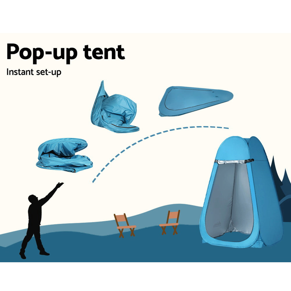 Weisshorn Pop-up Shower Tent Camping Outdoor Toilet Privacy Change Room Blue-Outdoor &gt; Camping-PEROZ Accessories