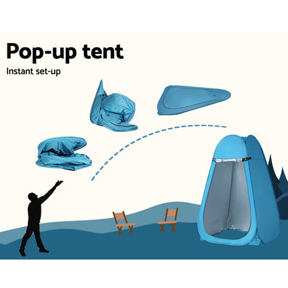 Weisshorn Pop-up Shower Tent Camping Outdoor Toilet Privacy Change Room Blue-Outdoor &gt; Camping-PEROZ Accessories