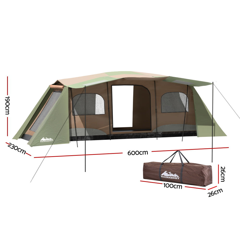 Weisshorn Camping Tent 10 Person Instant Up Tents Outdoor Family Hiking 3 Rooms-Outdoor &gt; Camping-PEROZ Accessories