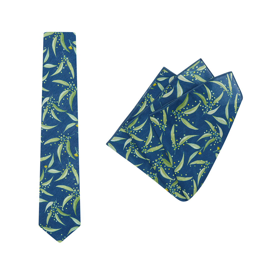 TIE + POCKET SQUARE SET. Ali Wilkinson Eucalyptus Print. Supplied with matching pocket square.-Ties-PEROZ Accessories