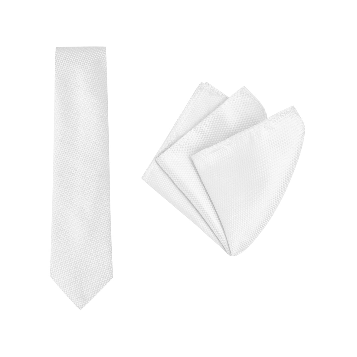 TIE + POCKET SQUARE SET. Carbon. White. Supplied with matching pocket square.-Ties-PEROZ Accessories