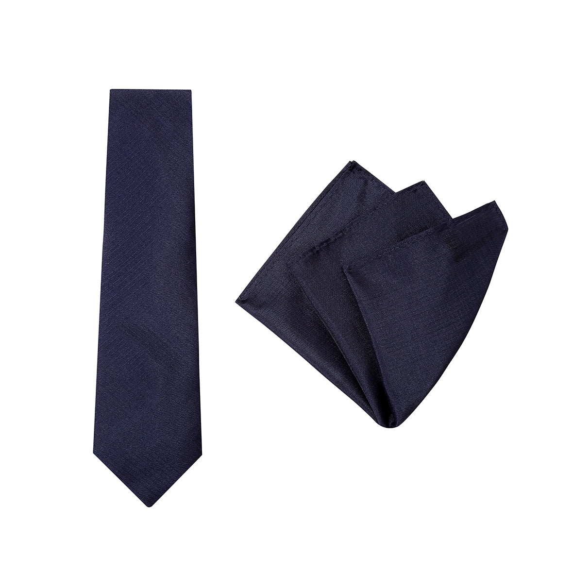 TIE + POCKET SQUARE SET. Plain. Midnight. Supplied with matching pocket square.-Ties-PEROZ Accessories