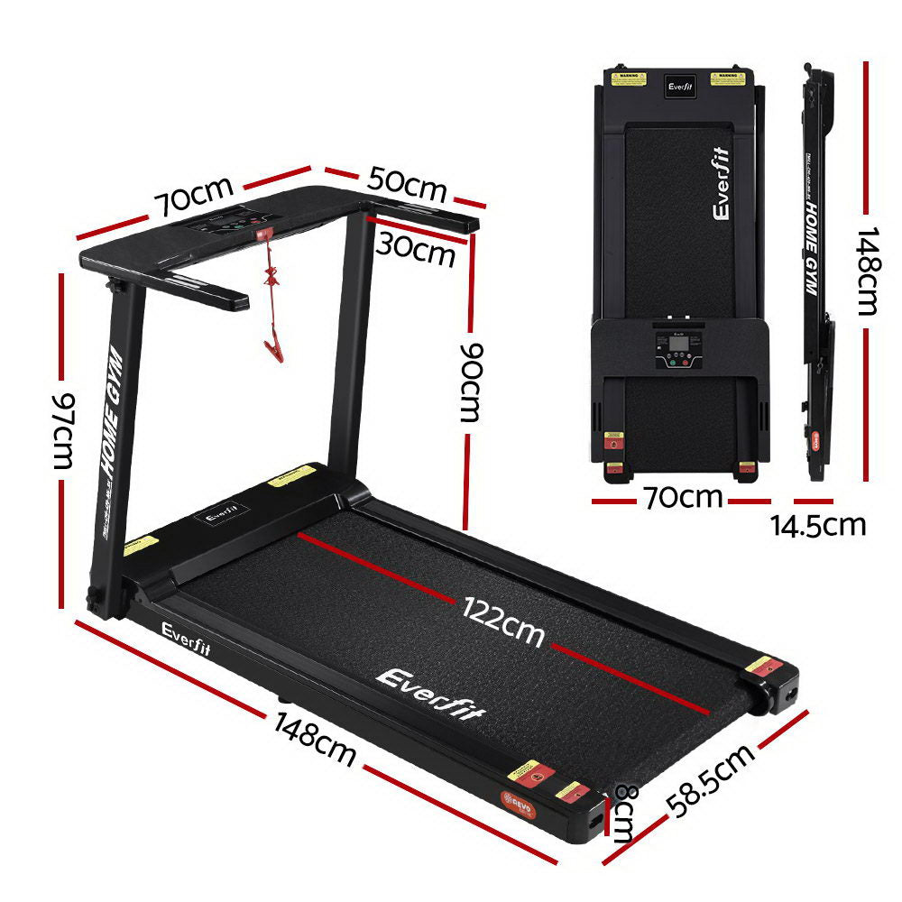 Everfit Electric Treadmill Home Gym Exercise Running Machine Fitness Equipment Compact Fully Foldable 420mm Belt Black-Sports &amp; Fitness &gt; Fitness Accessories-PEROZ Accessories