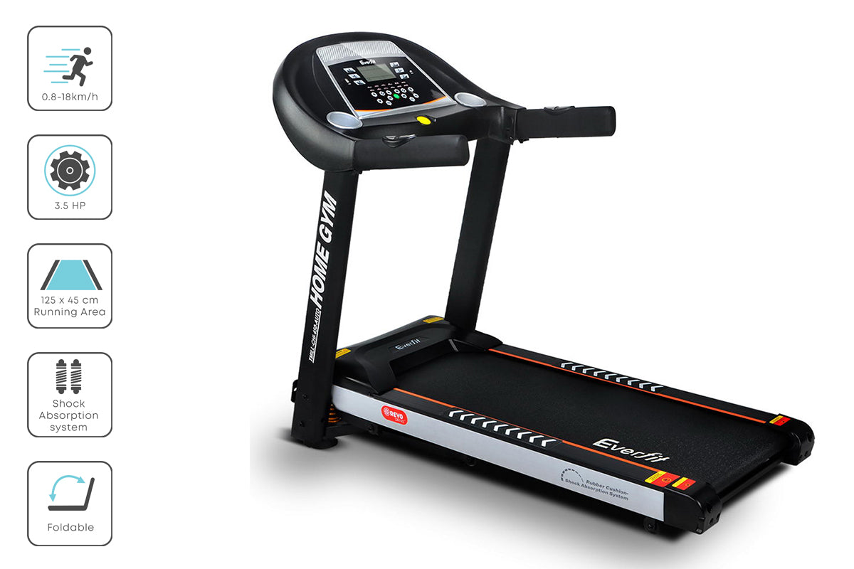 Everfit Electric Treadmill 45cm Incline Running Home Gym Fitness Machine Black-Sports &amp; Fitness &gt; Fitness Accessories-PEROZ Accessories