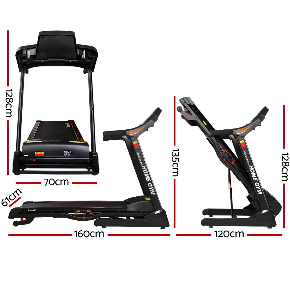 Everfit Electric Treadmill 48cm Incline Running Home Gym Fitness Machine Black-Sports &amp; Fitness &gt; Fitness Accessories-PEROZ Accessories