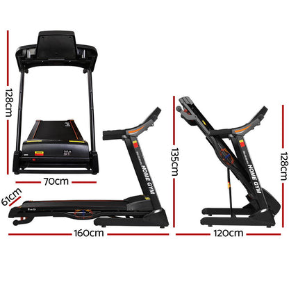 Everfit Electric Treadmill 48cm Incline Running Home Gym Fitness Machine Black-Sports &amp; Fitness &gt; Fitness Accessories-PEROZ Accessories