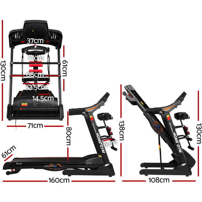 Everfit Electric Treadmill 480mm 18kmh 3.5HP Auto Incline Home Gym Run Exercise Machine Fitness Dumbbell Massager Sit Up Bar-Sports &amp; Fitness &gt; Fitness Accessories-PEROZ Accessories