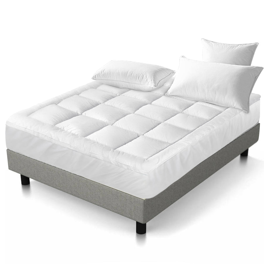 Giselle Queen Mattress Topper Bamboo Fibre Pillowtop Protector-Home &amp; Garden &gt; Bedding-PEROZ Accessories