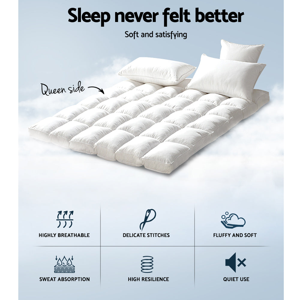 Giselle Queen Mattress Topper Bamboo Fibre Pillowtop Protector-Home &amp; Garden &gt; Bedding-PEROZ Accessories