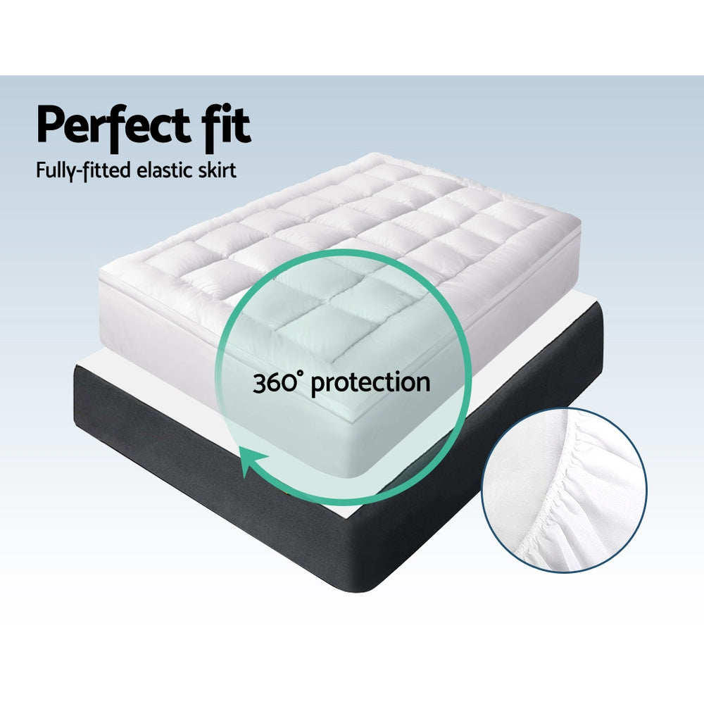 Giselle Queen Mattress Topper Bamboo Fibre Pillowtop Protector-Home &amp; Garden &gt; Bedding-PEROZ Accessories